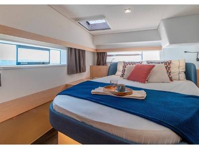 Cabin on Cinséluna, a Fountaine Pajot FP 44 Maestro catamaran at Ventimiglia, Italy
