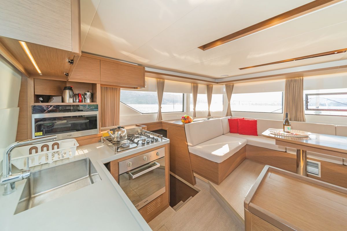 Galley of Andromeda, a Lagoon 50 catamaran at Municipal Unit of Lefkada, Greece
