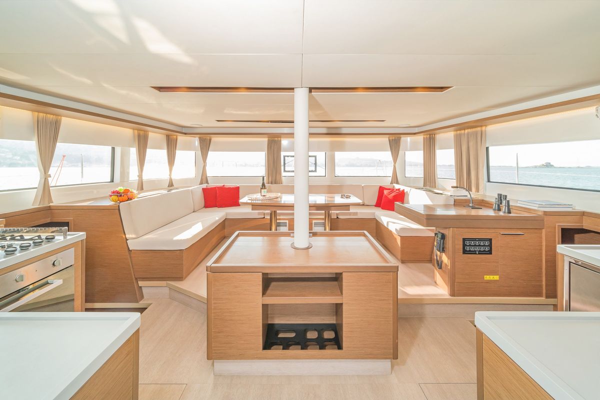 Salon of Andromeda, a Lagoon 50 catamaran at Municipal Unit of Lefkada, Greece