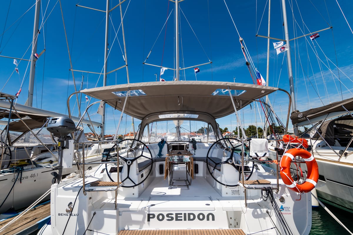 Cockpit of Poseidon, a Beneteau Oceanis 40.1 sailboat at Zadar, Croatia
