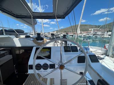 Cockpit of COSMOS, a Fountaine Pajot Aura 51 catamaran at Seget Donji, Croatia