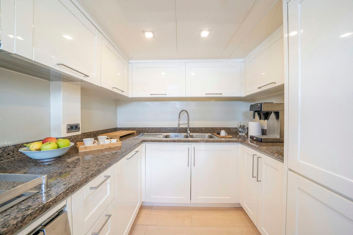 Galley of Sanref, a Falcon Yachts Falcon 115 yacht at Bodrum, Turkey