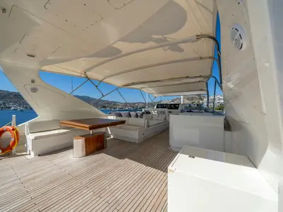 Deck of Sanref, a Falcon Yachts Falcon 115 yacht at Bodrum, Turkey