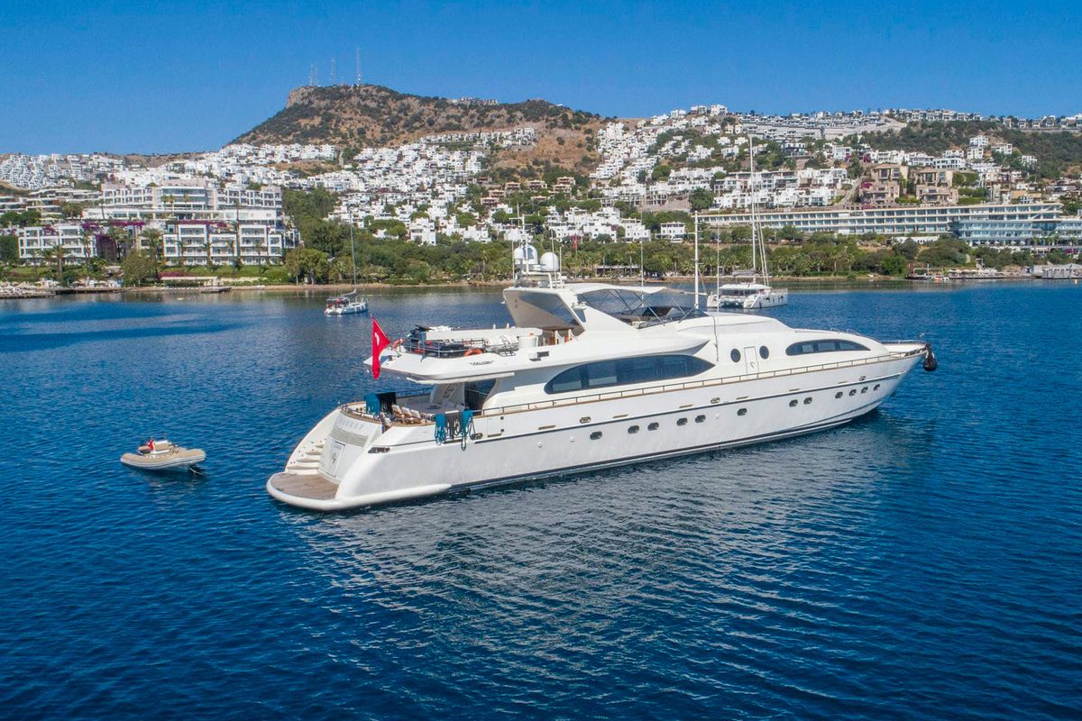 Exterior view of Sanref, a Falcon Yachts Falcon 115 yacht at Bodrum, Turkey