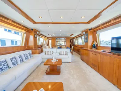 Salon of Sanref, a Falcon Yachts Falcon 115 yacht at Bodrum, Turkey
