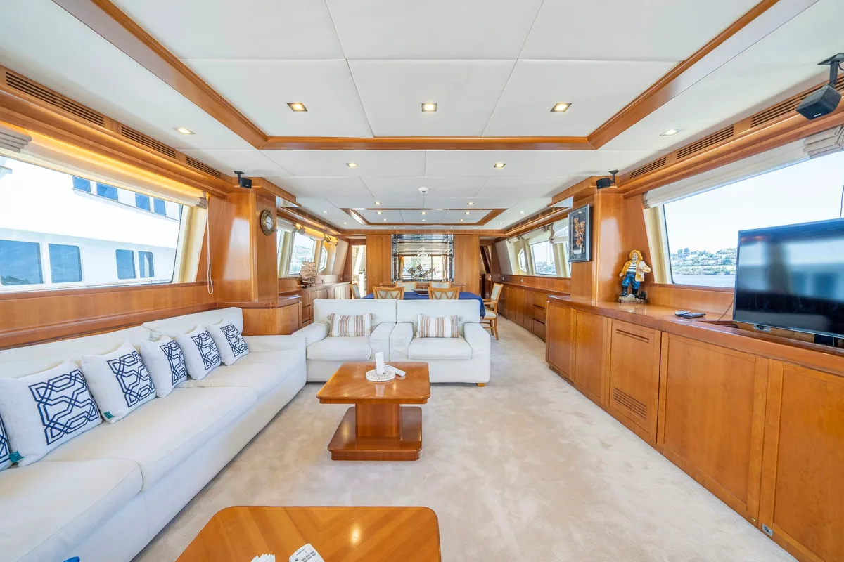 Salon of Sanref, a Falcon Yachts Falcon 115 yacht at Bodrum, Turkey