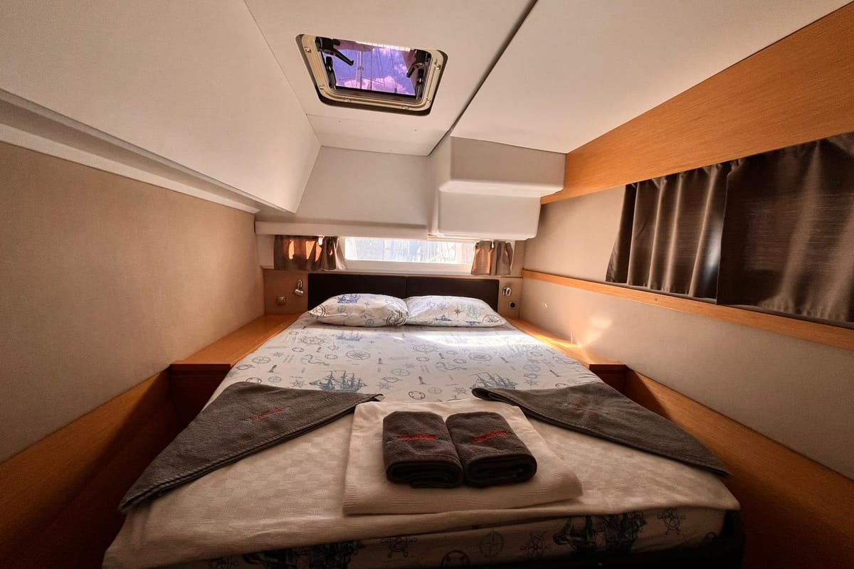 Cabin on Lycia, a Fountaine Pajot Helia 44 catamaran at Fethiye, Turkey
