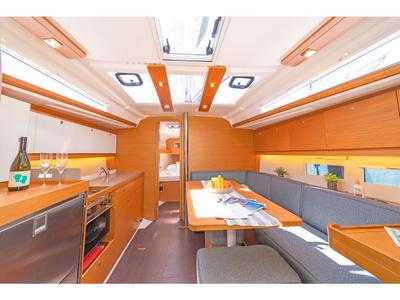 Salon of Easy Living, a Dufour 390 sailboat at Municipal Unit of Lefkada, Greece