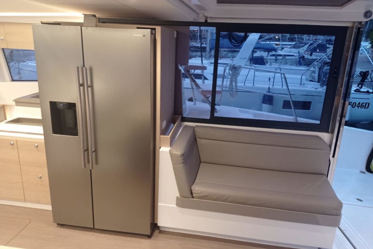 Salon of Mary, a Bali 4.3 catamaran at Cannigione, Italy