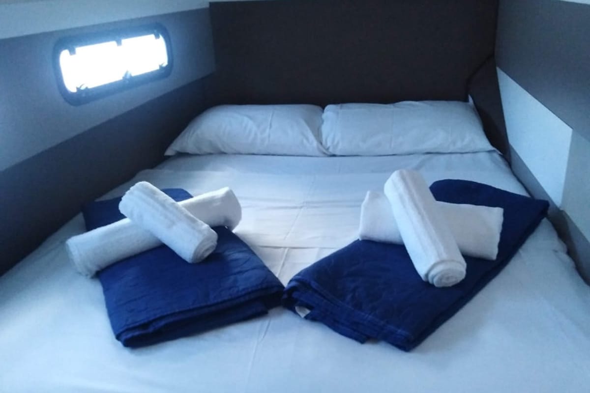 Cabin on Mary, a Bali 4.3 catamaran at Cannigione, Italy