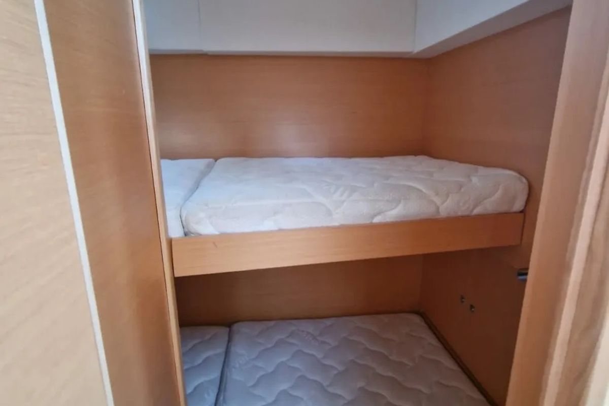 Cabin on Salazar, a Dufour 48 Cat catamaran at Palermo, Italy