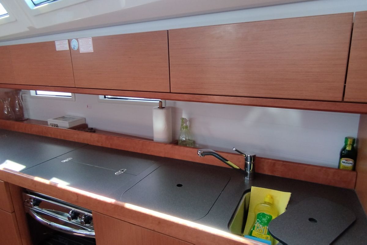 Galley of Slovenska 4, a Bavaria Cruiser 46 sailboat at Split, Croatia