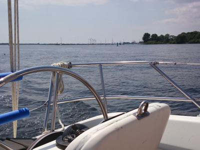 Cockpit of Theodor Storm, a Bavaria 32 sailboat at Gouvia, Greece