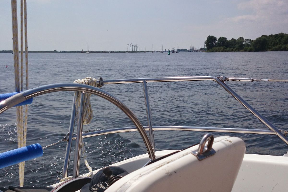 Cockpit of Theodor Storm, a Bavaria 32 sailboat at Gouvia, Greece