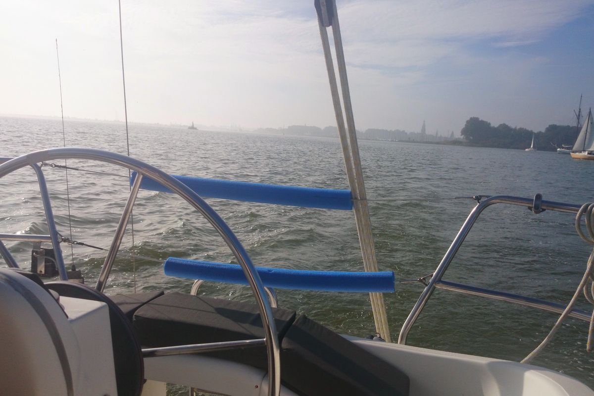 Cockpit of Theodor Storm, a Bavaria 32 sailboat at Gouvia, Greece