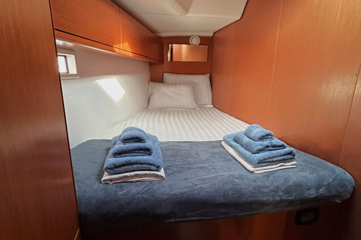 Cabin on Veronica II, a Bavaria Cruiser 46 sailboat at Athens, Greece