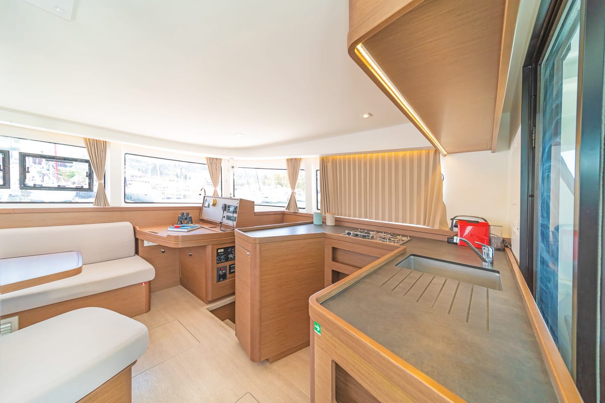 Galley of Four Seasons, a Lagoon 42 catamaran at Kontokali, Greece