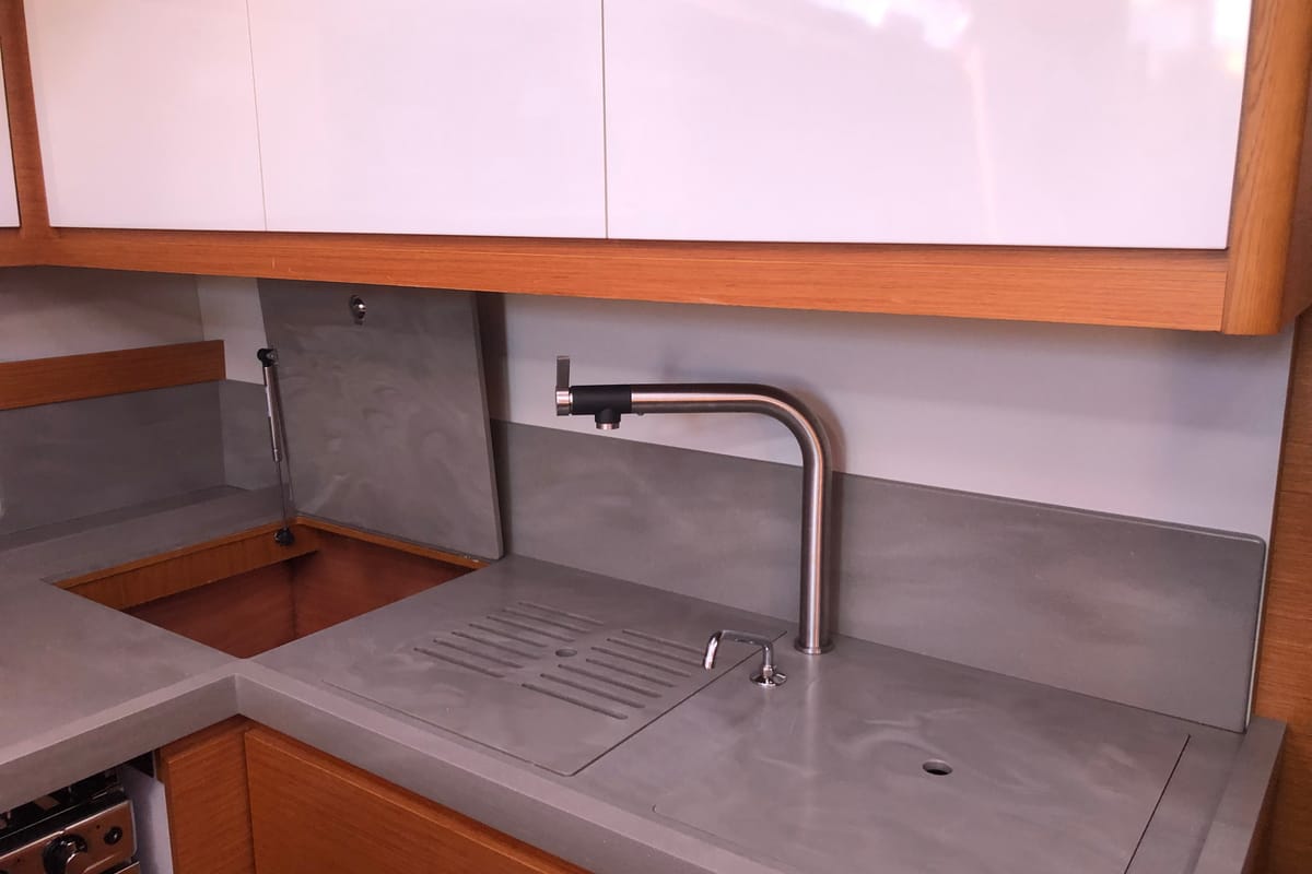 Galley of Edvige, a Dufour 530 sailboat at Olbia, Italy