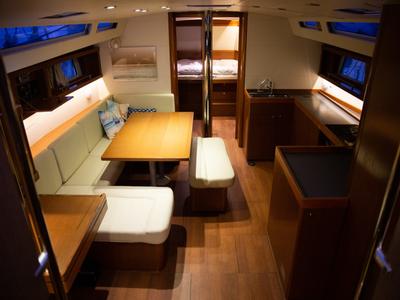 Salon of Aeolis, a Beneteau Oceanis 48 sailboat at Kavala, Greece