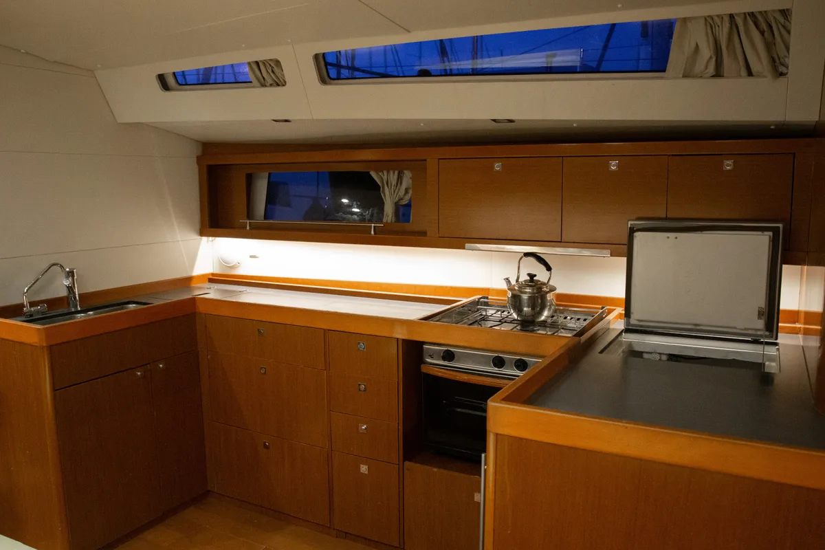 Galley of Aeolis, a Beneteau Oceanis 48 sailboat at Kavala, Greece