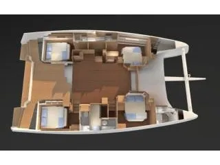 Floor plan of Duplo II, a Dufour Catamaran 48 catamaran at Tourlos, Greece