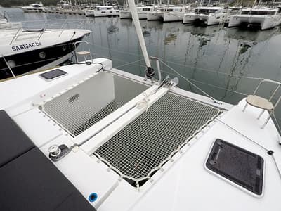 Deck of Duplo II, a Lagoon 40 catamaran at Grad Šibenik, Croatia