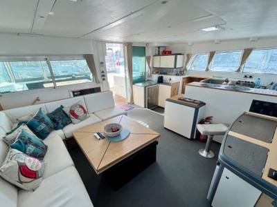 Salon of Infinity, a Lagoon 500 catamaran at Municipal Unit of Palairos, Greece