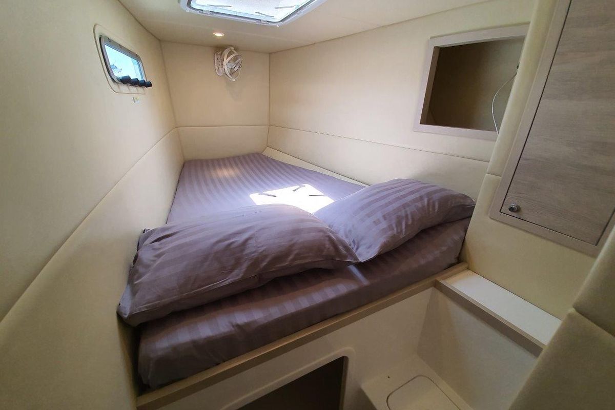 Cabin on Fortunate Sun, a Island Spirit Yachts Island Spirit 410 catamaran at Mai Khao, Thailand