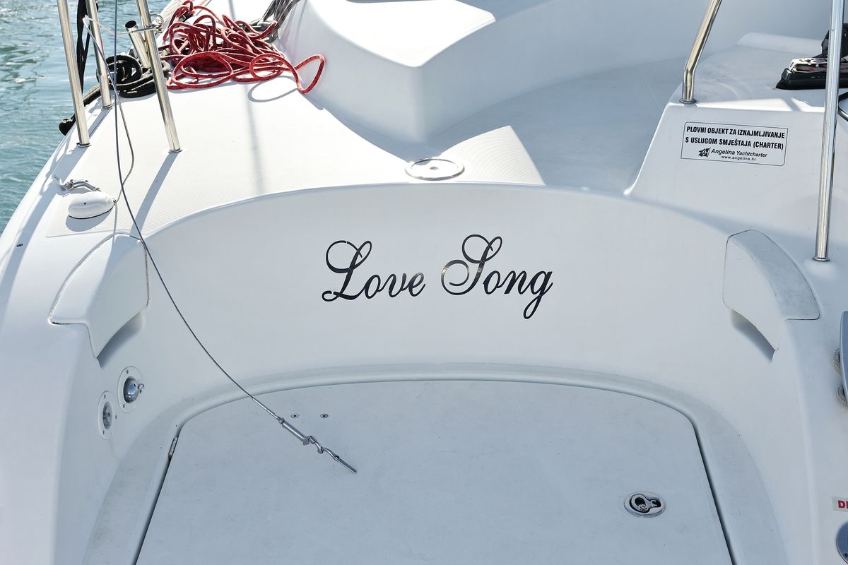 Deck of Love Song, a Lagoon 380 S2 catamaran at Grad Biograd na Moru, Croatia