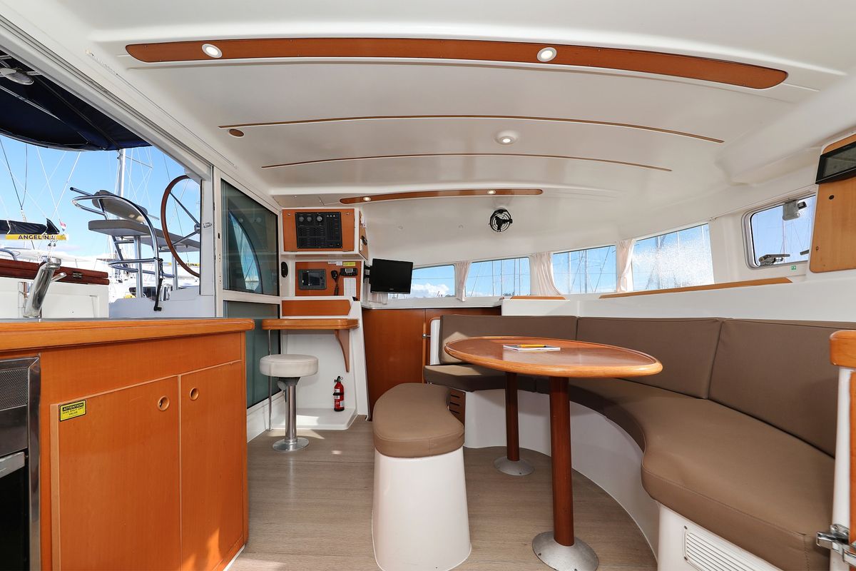 Salon of Love Song, a Lagoon 380 S2 catamaran at Grad Biograd na Moru, Croatia