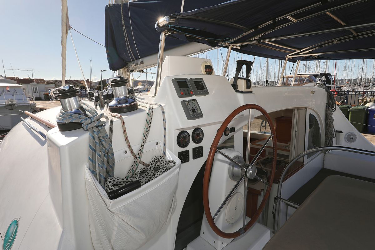 Deck of Love Song, a Lagoon 380 S2 catamaran at Grad Biograd na Moru, Croatia