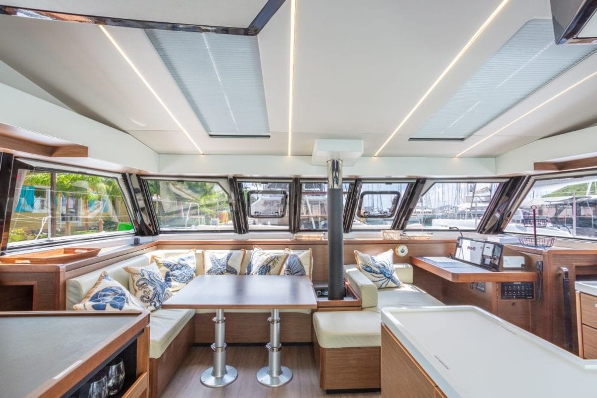 Salon of Cadenza, a Nautitech Rochefort Nautitech 46 Fly catamaran at Road Town, British Virgin Islands