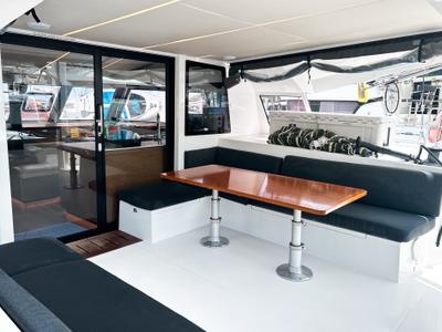 Salon of Cadenza, a Nautitech Rochefort Nautitech 46 Fly catamaran at Road Town, British Virgin Islands