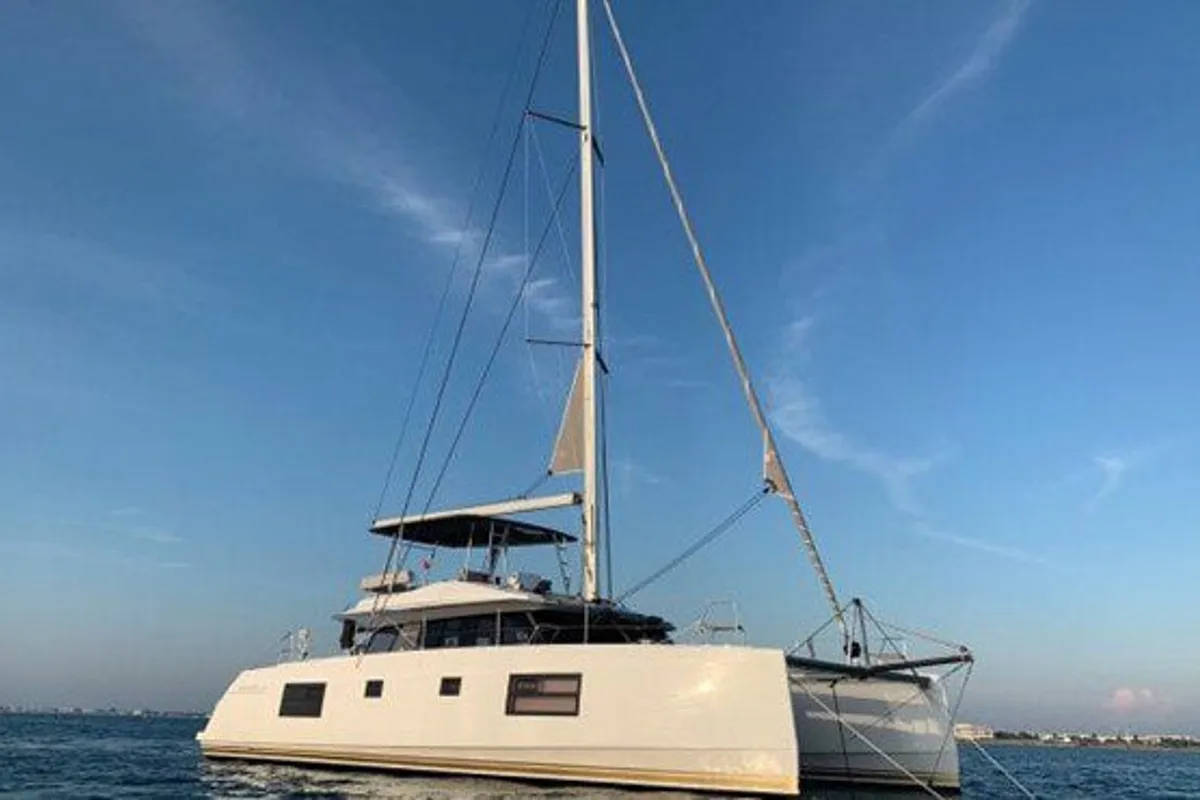 Exterior view of Cadenza, a Nautitech Rochefort Nautitech 46 Fly catamaran at Road Town, British Virgin Islands
