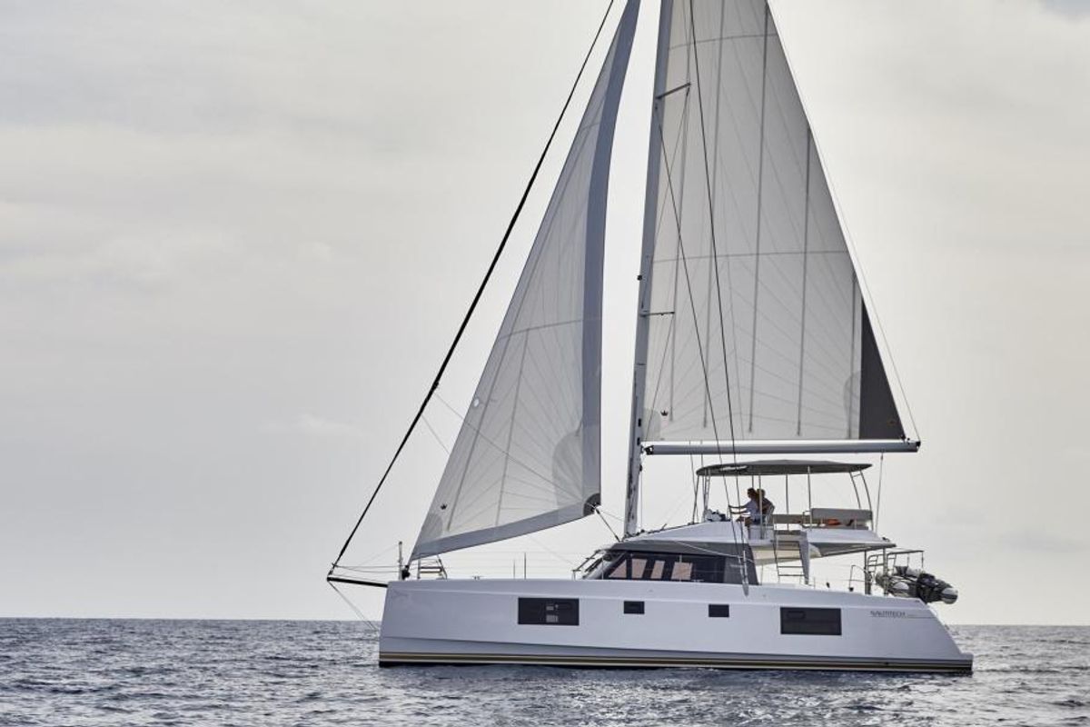 Exterior view of Cadenza, a Nautitech Rochefort Nautitech 46 Fly catamaran at Road Town, British Virgin Islands