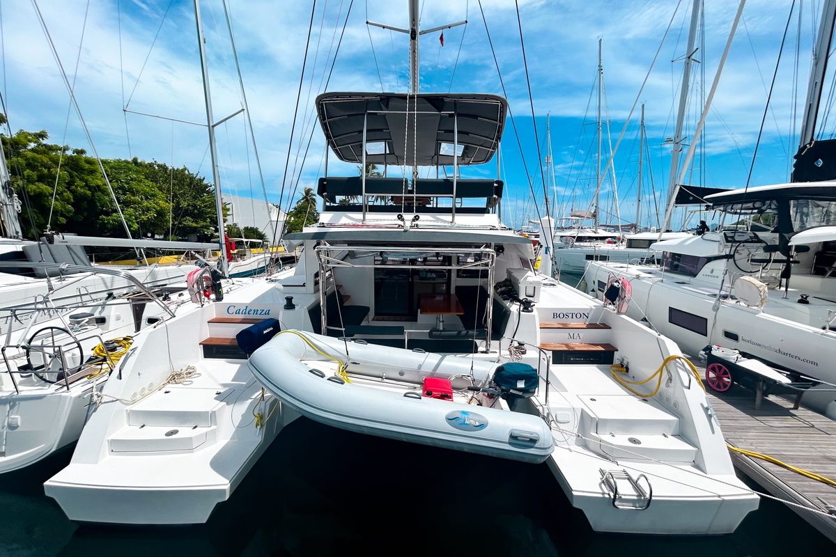 Exterior view of Cadenza, a Nautitech Rochefort Nautitech 46 Fly catamaran at Road Town, British Virgin Islands