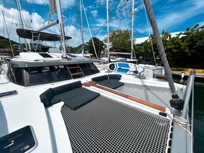 Deck of Cadenza, a Nautitech Rochefort Nautitech 46 Fly catamaran at Road Town, British Virgin Islands