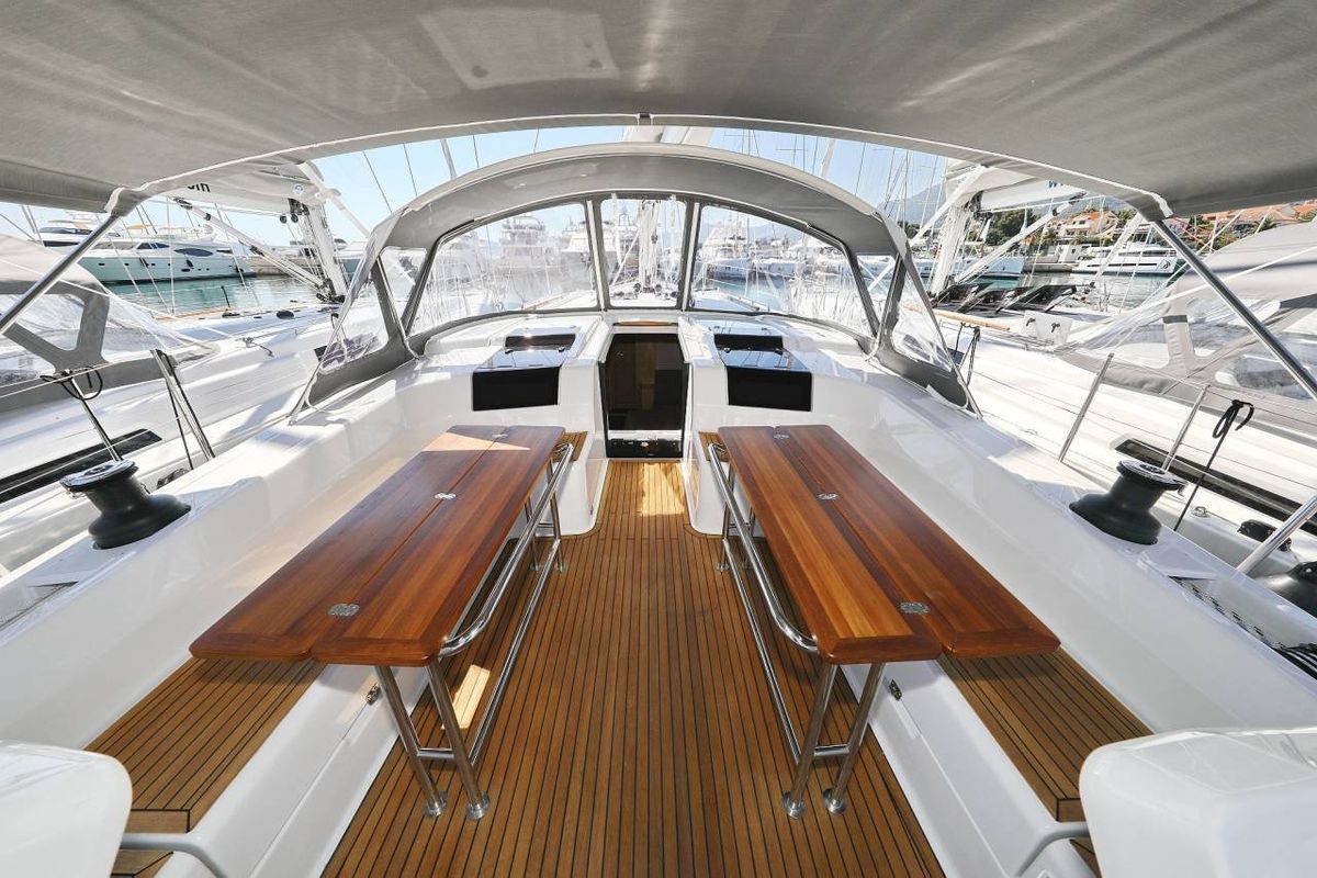 Salon of Adriatiq Scum, a Hanse Yachts Hanse 508 sailboat at Grad Šibenik, Croatia