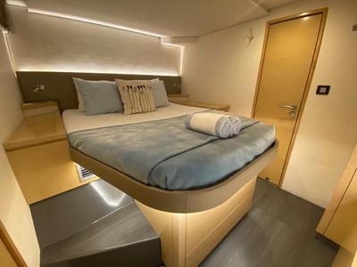 Cabin on Nowhere, a Fountaine Pajot Saba 50 Quintet catamaran at Belize City, Belize