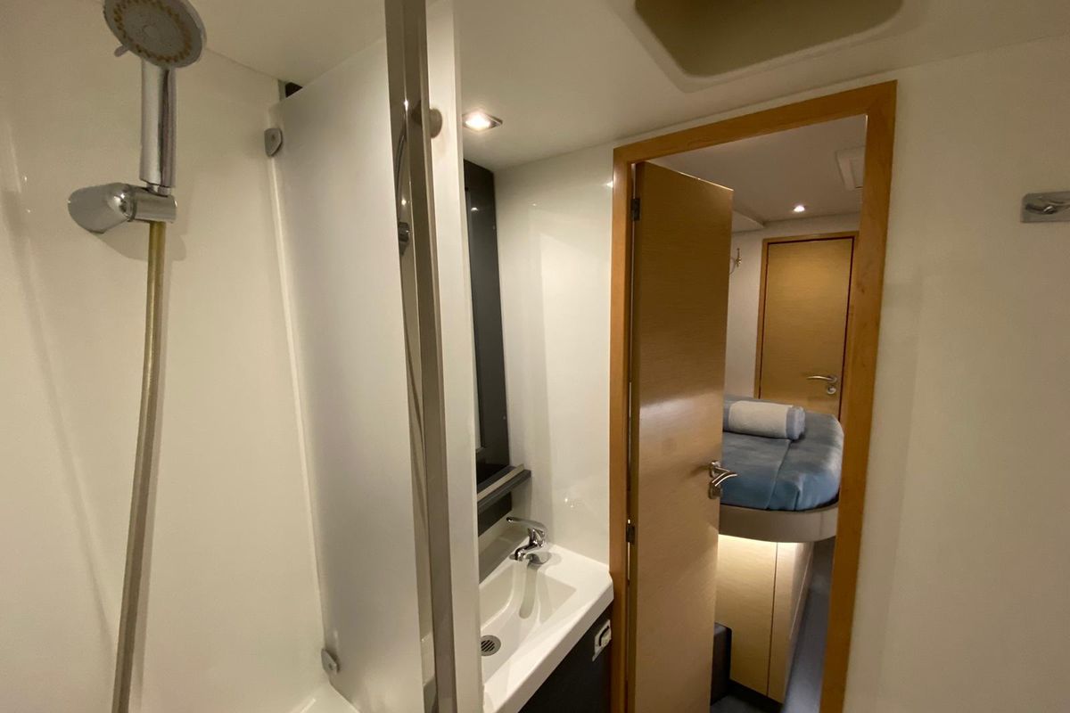 Head on Nowhere, a Fountaine Pajot Saba 50 Quintet catamaran at Belize City, Belize