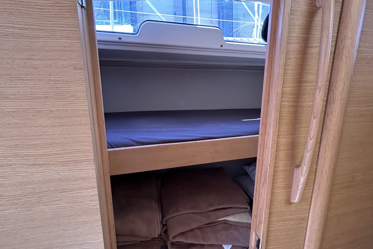 Cabin on Echo I, a Dufour 430 GL sailboat at Kontokali, Greece
