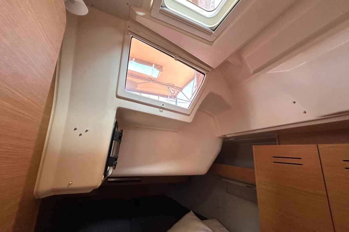 Cabin on Echo I, a Dufour 430 GL sailboat at Kontokali, Greece