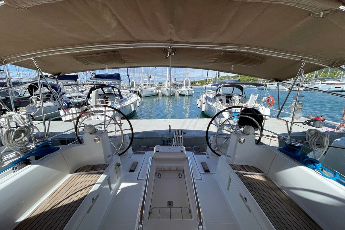 Deck of Magic Dreams, a Jeanneau Sun Odyssey 509 sailboat at Općina Sukošan, Croatia