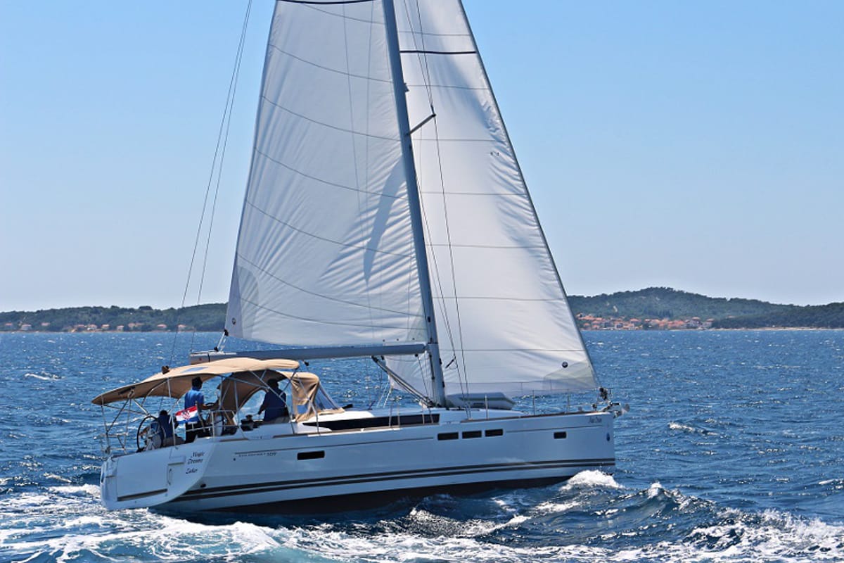 Exterior view of Magic Dreams, a Jeanneau Sun Odyssey 509 sailboat at Općina Sukošan, Croatia