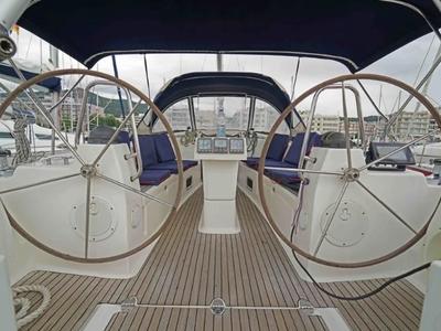 Cockpit of Ariadni, a Bavaria 40 Cruiser sailboat at Preveza, Greece