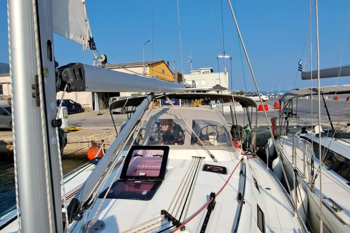 Deck of Manta, a Bavaria Cruiser 40 sailboat at Volos Municipality, Greece