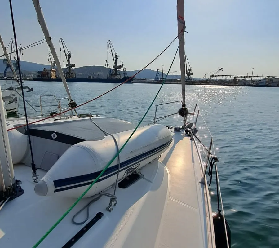 Exterior view of Manta, a Bavaria Cruiser 40 sailboat at Volos Municipality, Greece