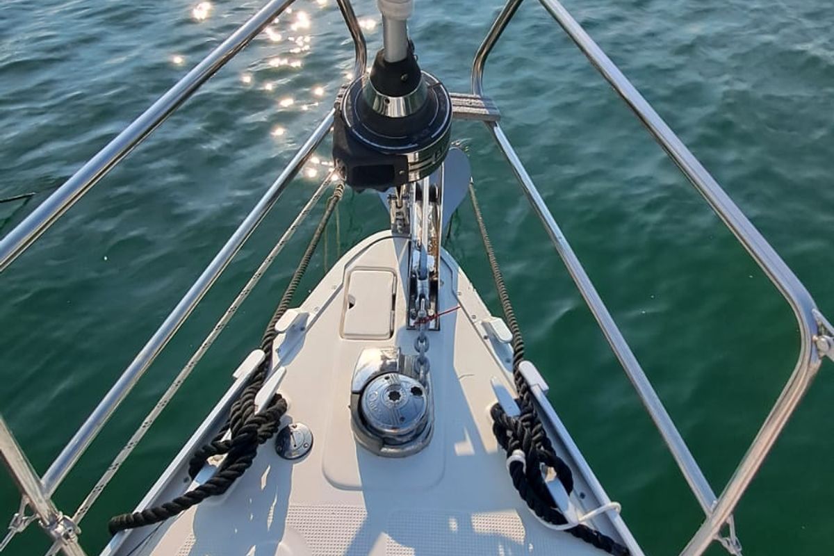Deck of Manta, a Bavaria Cruiser 40 sailboat at Volos Municipality, Greece