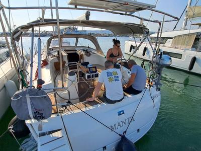 Cockpit of Manta, a Bavaria Cruiser 40 sailboat at Volos Municipality, Greece