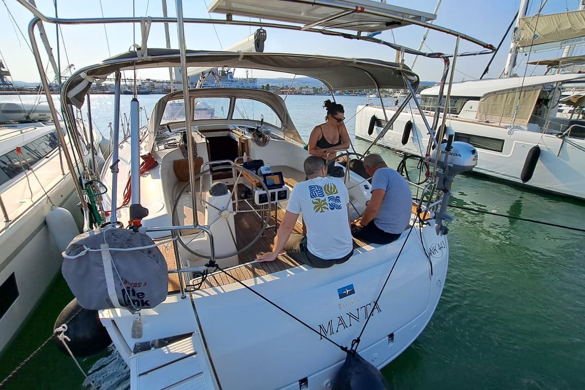 Cockpit of Manta, a Bavaria Cruiser 40 sailboat at Volos Municipality, Greece